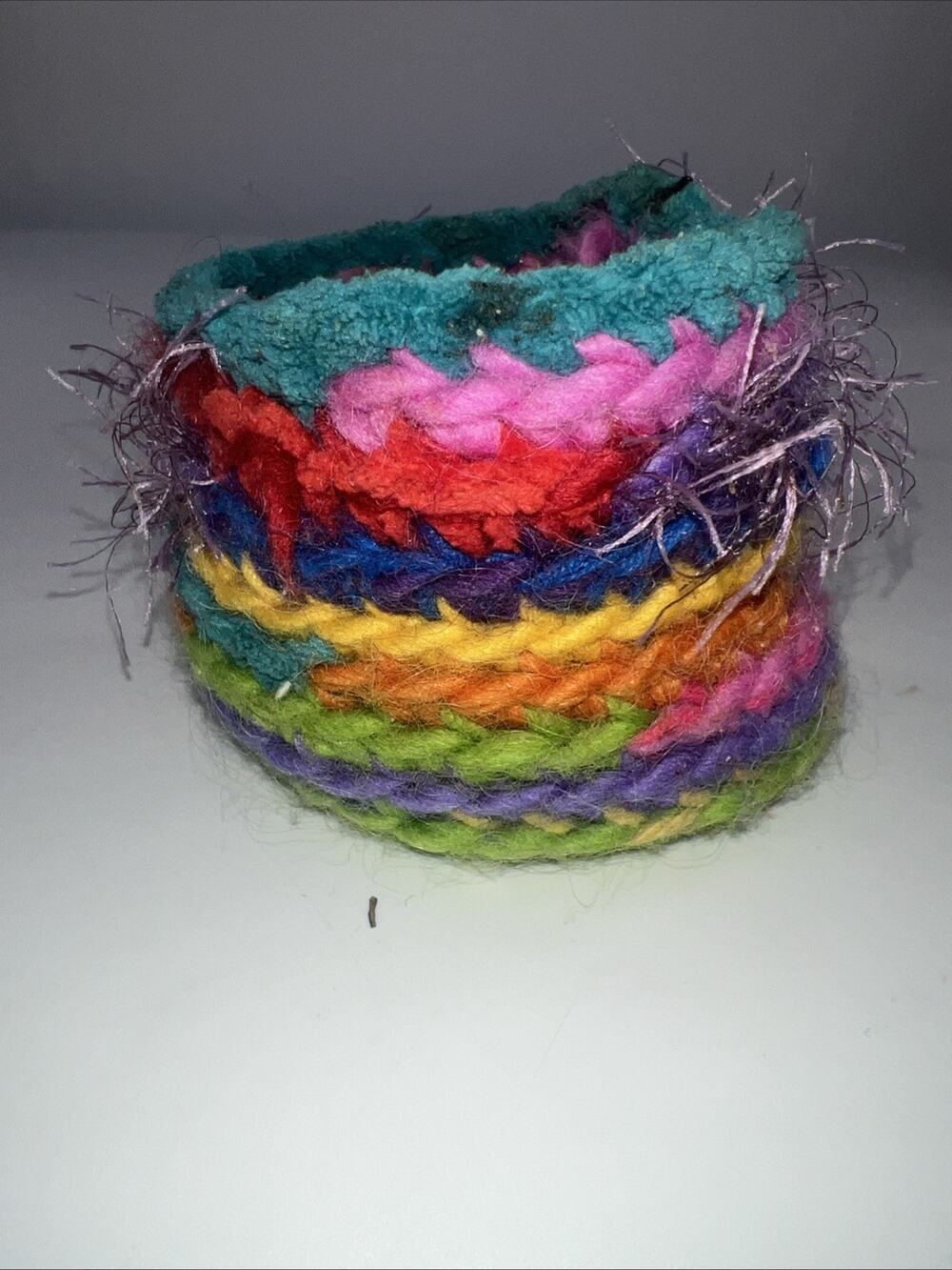 Handmade Yarn Bucket Basket Small Jewelry Ear Buds Storage Holder Bedside Color